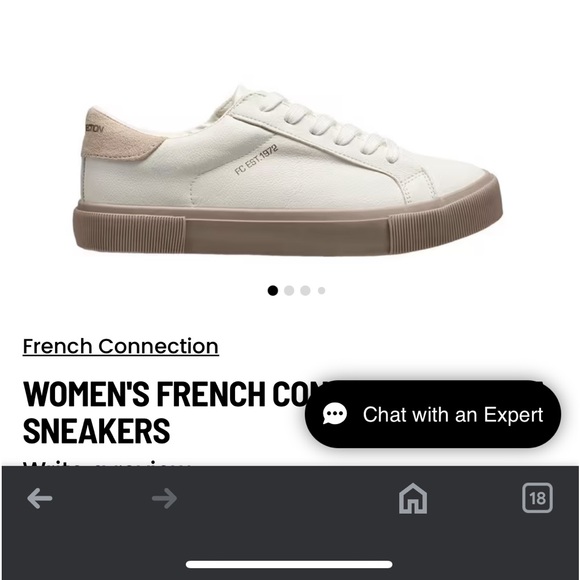 WOMEN'S FRENCH CONNECTION BECKA SNEAKERS. white leather w oatmeal cream size 6 - Picture 3 of 11